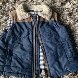 2t boys flannel lined puffer vest